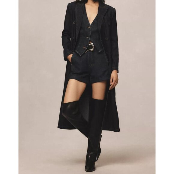 Anthropologie Avec Les Filles Dark Wash Denim Trench Coat XS - Picture 5 of 6